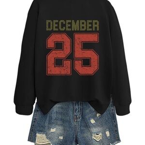 Festive Black Graphic Sweater